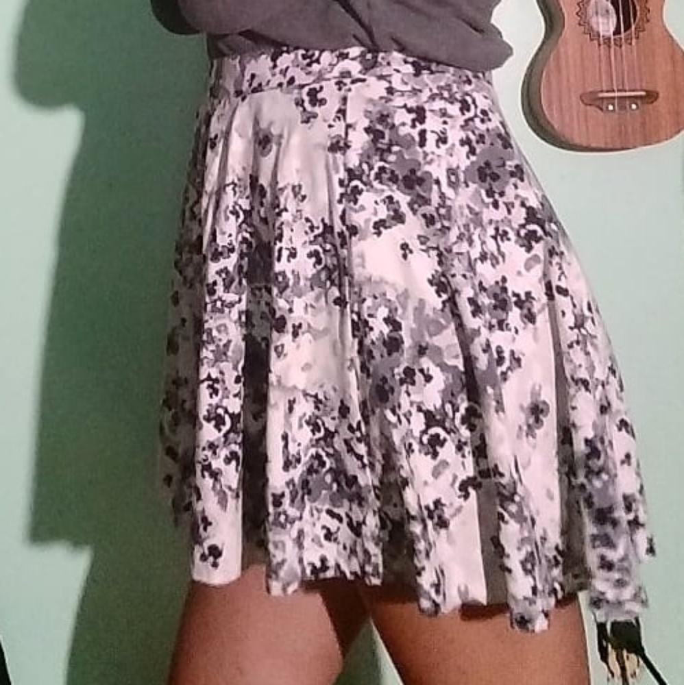 Gray Floral Skirt